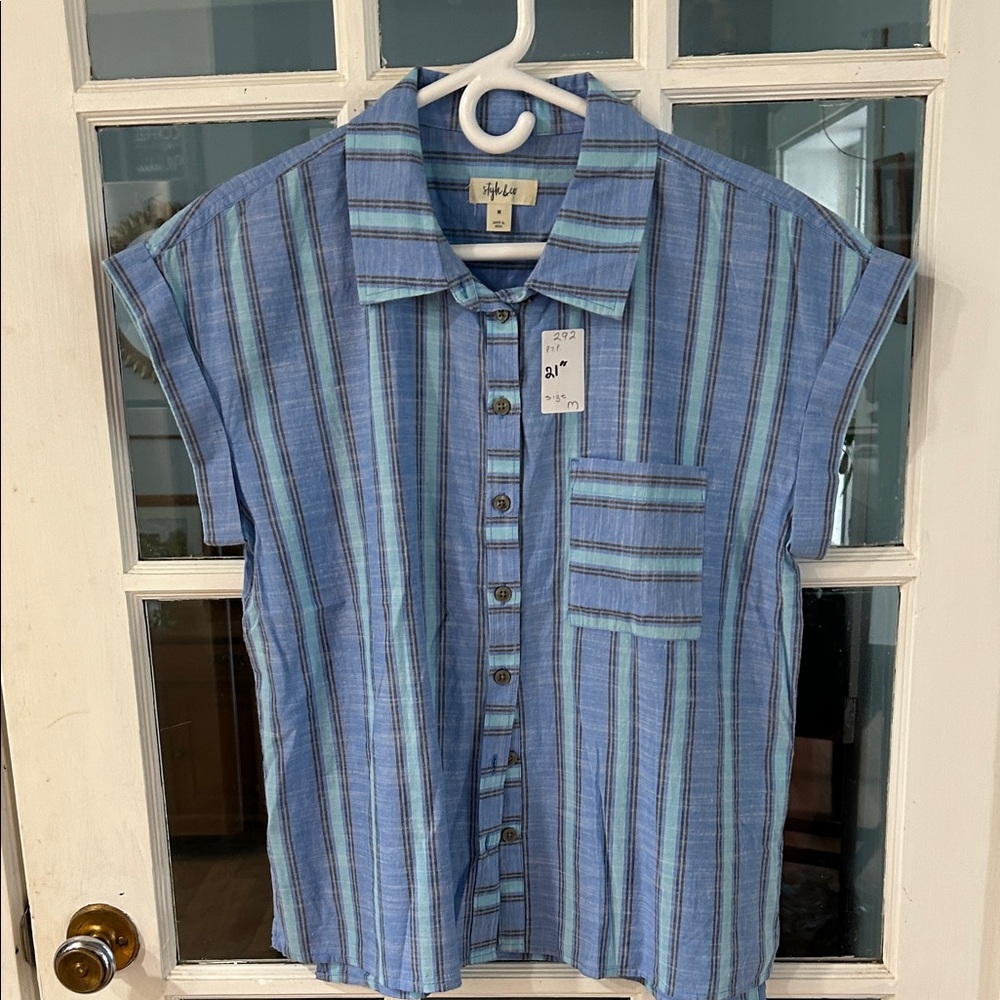 292.  Style & Co. Blue Striped Button Down Shirt